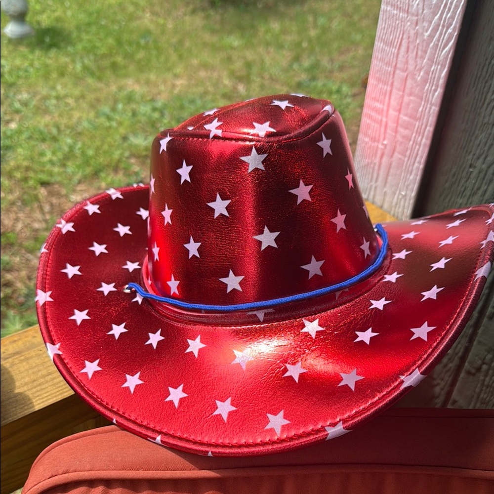 Red white and blue Patriotic Cowboy Hat one size vibrant